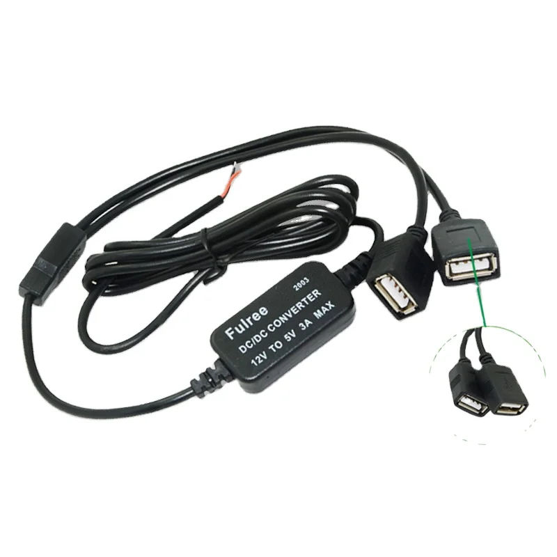 Автомобильное зарядное устройство с 2 USB-портами, преобразователь постоянного тока от 12 В до 5 В, 3 А, зарядное устройство USB для телефона, адаптер питания