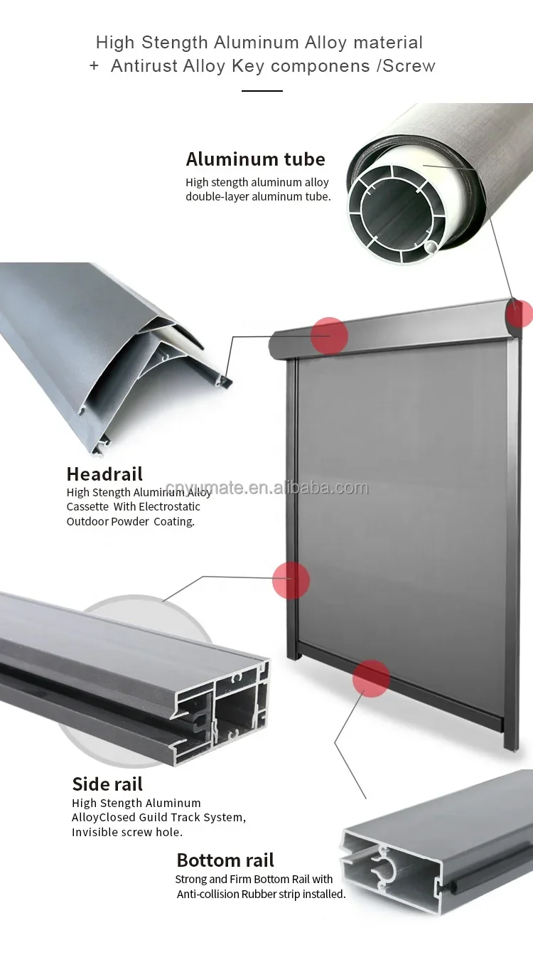 Most Popular Rollers Blind Shades External Auto Bug Screen ZiptrackBlinds Outdoor Waterproof For Patio Balcony Restaurant Gazebo