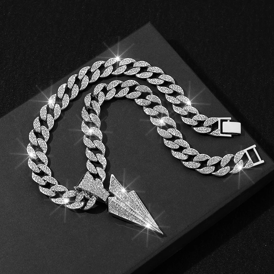 Shiny Jewelers Full Diamonds Mens ICED Out Hip HOP CZ Pendant 15mm Cuban Chain Necklace Set
