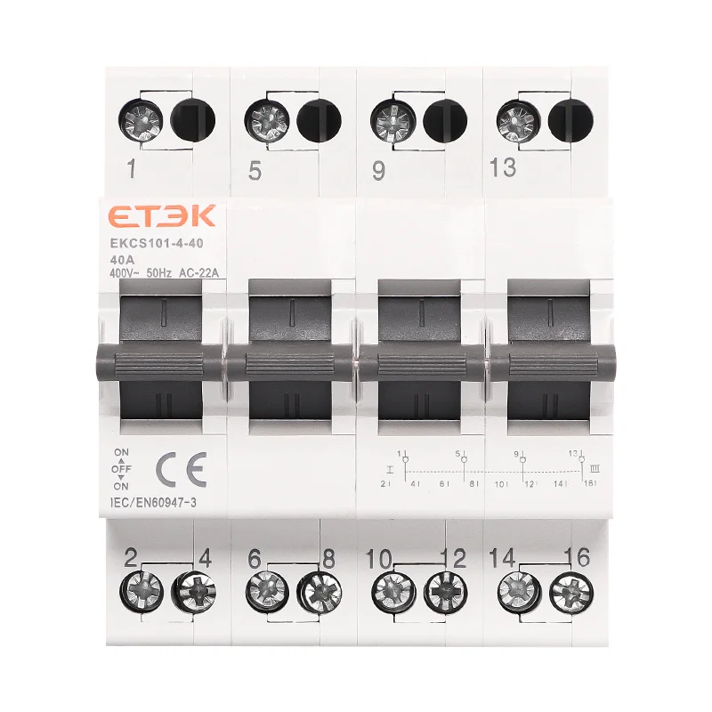 Fast Shipping ETEK Din Rail 1-0-2 230V  4P 400V Maximum current 63A Dual Power Manual Transfer Switch Interlock Circuit Breaker