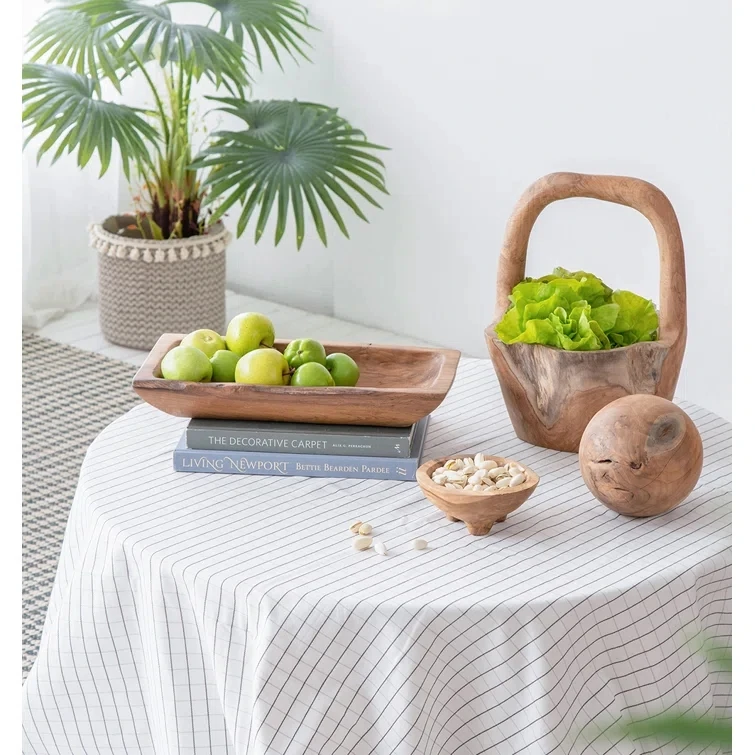 Wholesale Wood Basket    Wood Hand Carved Fruit Basket Root Carved Wood Baskets