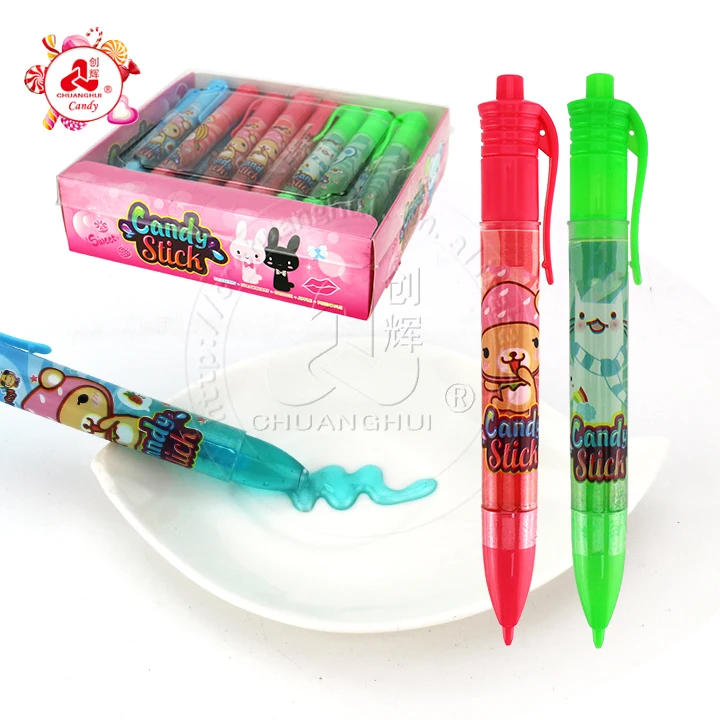 New gel liquid jam pen shape candy stick toy