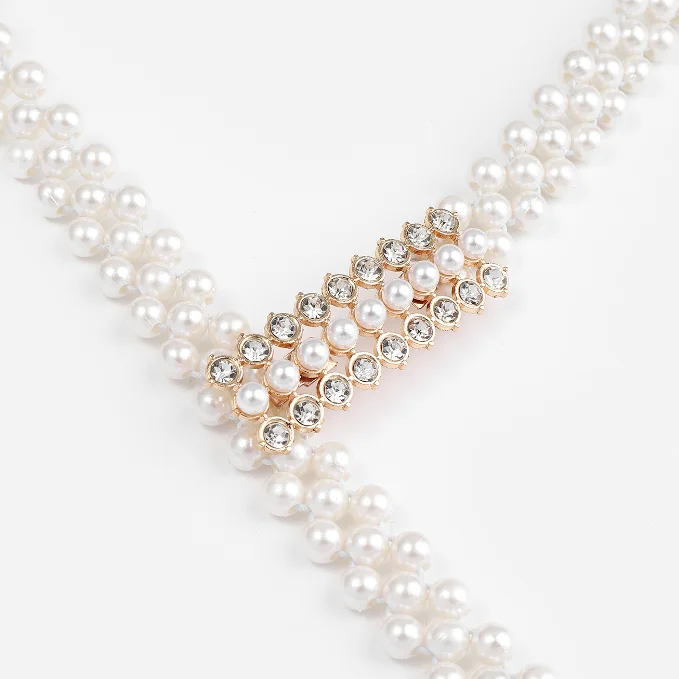 Fashion elegant pearl waist chain inlaid rhinestone dress decorative belt women designer belts designer belt for-women