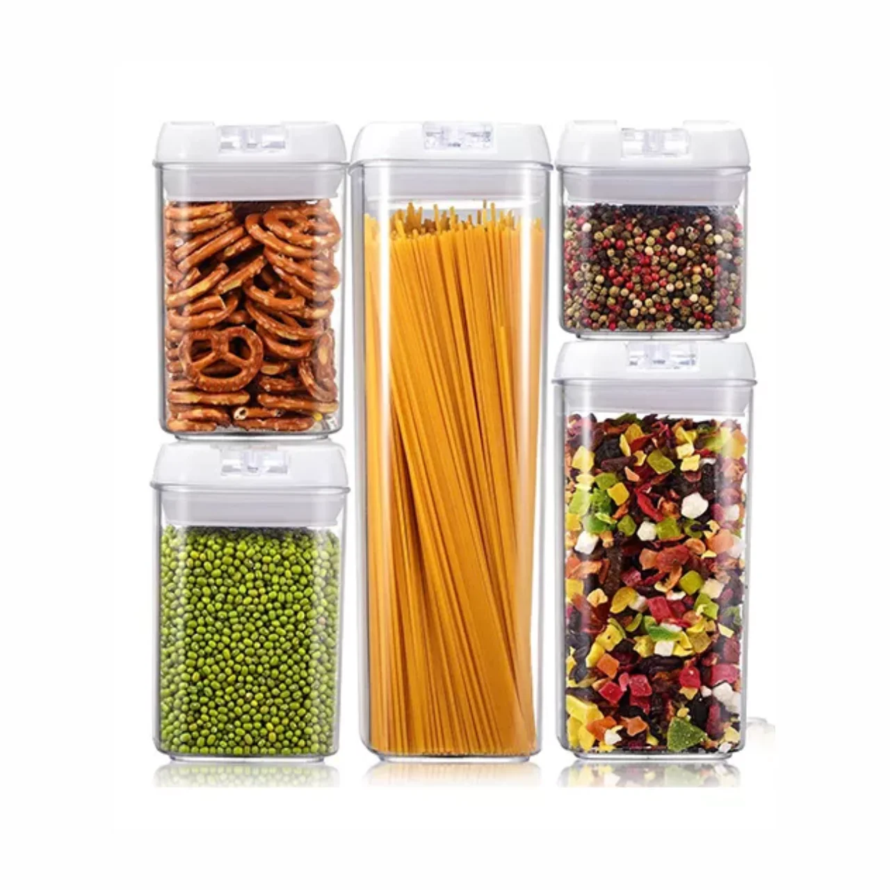 Kitchen Organizer Pantry Fridge airtight  Plastic Food Jars Set With Lid Air Tight Food Storage Containers