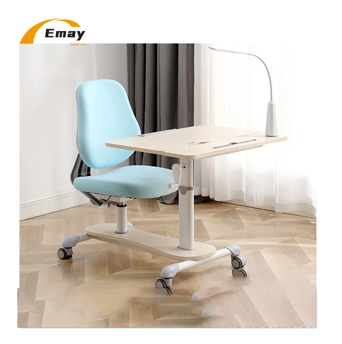 0-60 degree tilting table top integrated children Kid study table and chair  set height adjustable writing desk and chair