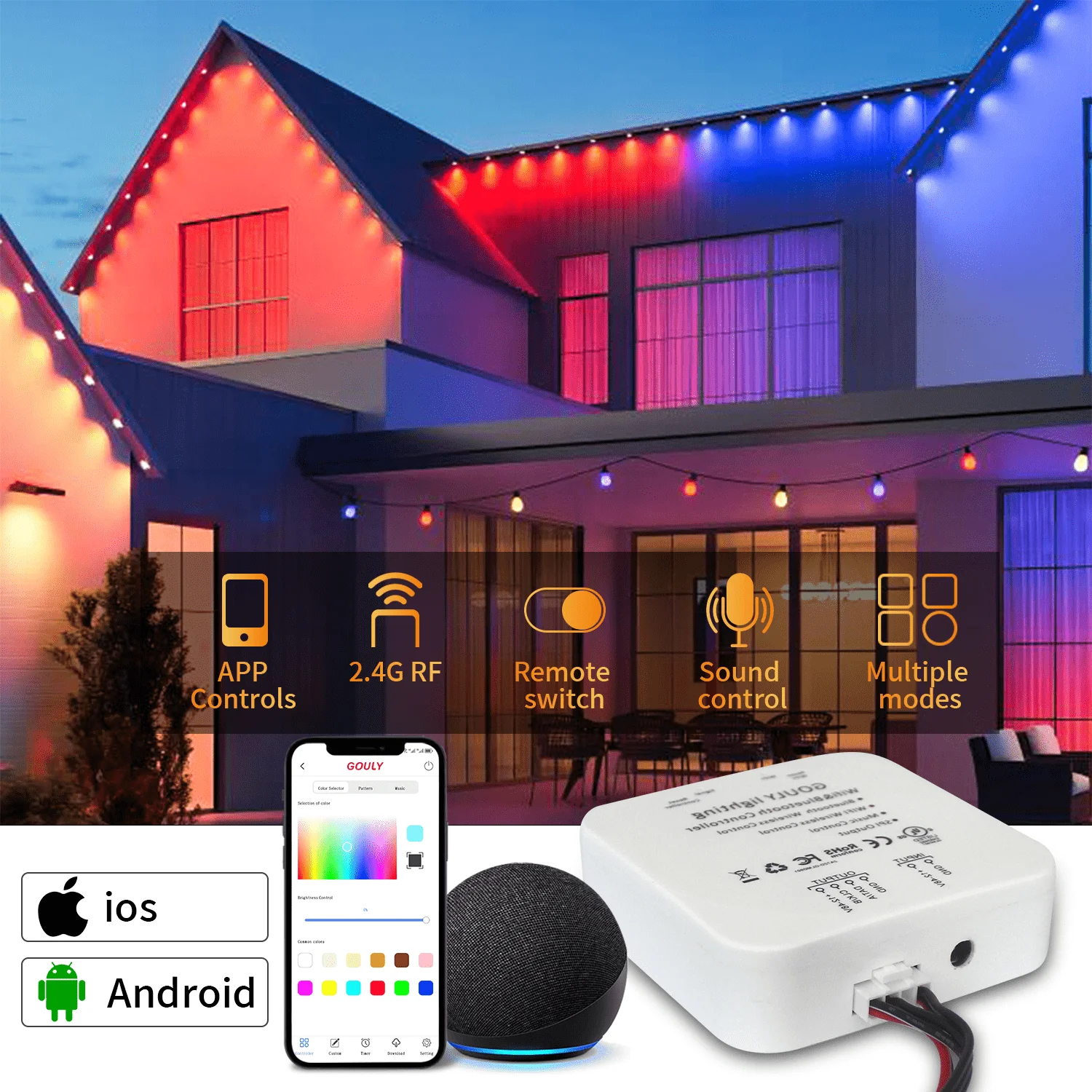 Gouly rgbw новый волшебный цветной контроллер Bluetooth WiFi двухрежимный мобильный телефон app светодиодный светильник интеллектуальный ws2811