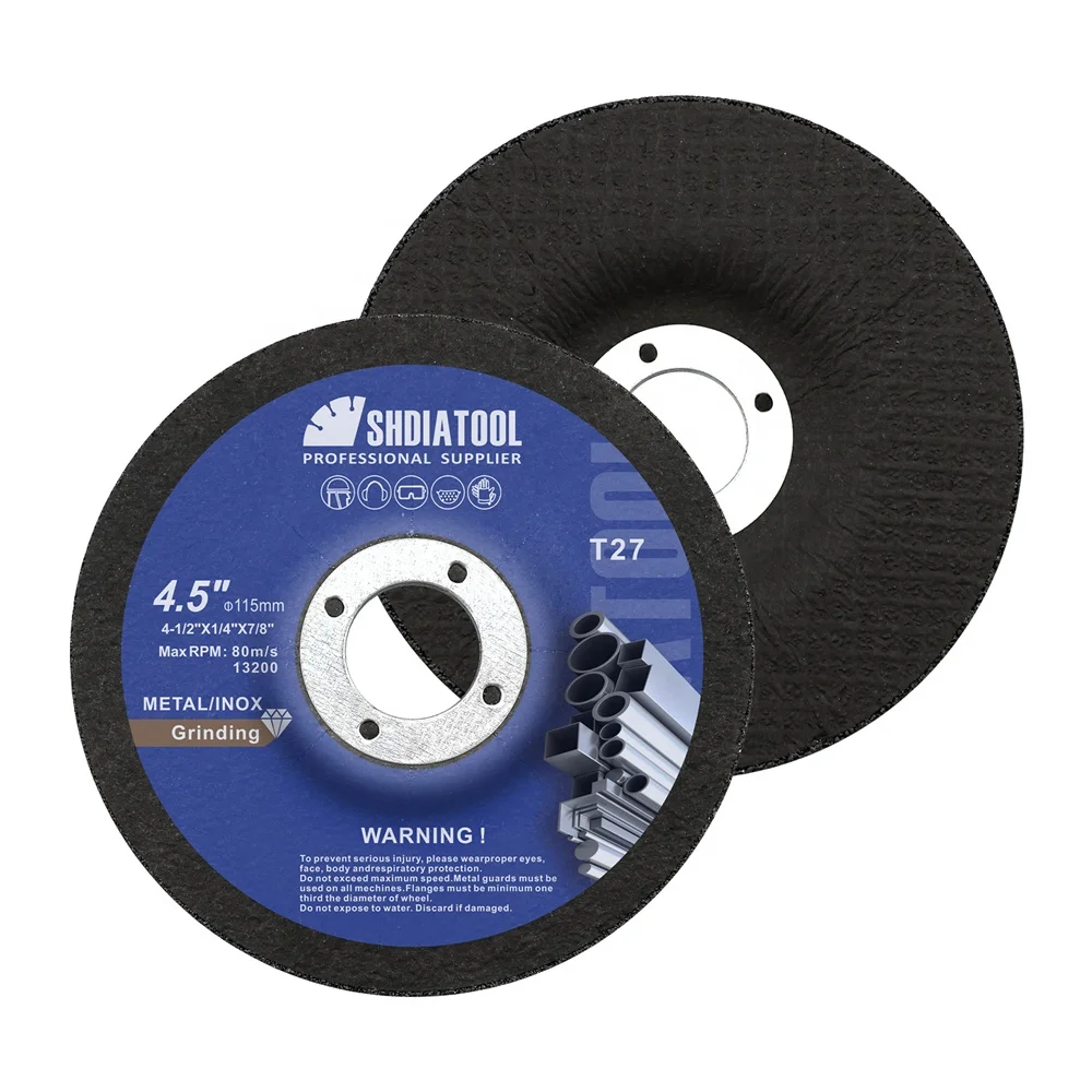 4.5inch/115mm Resin Bonded Grinding Wheels Abrasive Wheel Flexible Grinding Disc OEM ODM Factory T27 for Stainless Steel Iron