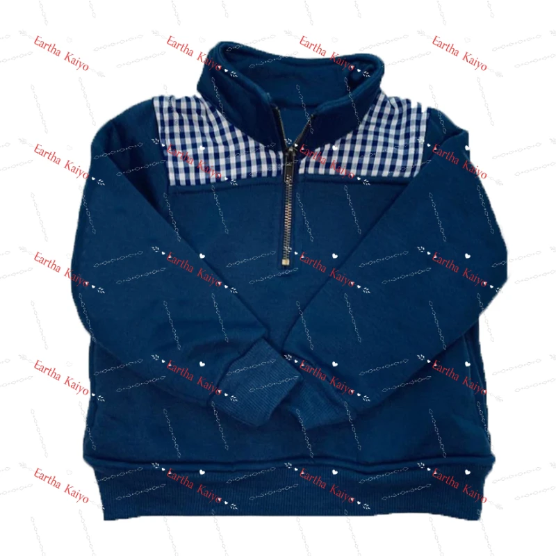 high quality cotton fleece winter quarter zip hoodies crew neck customize pullover sweatshirt kids sweatshirt