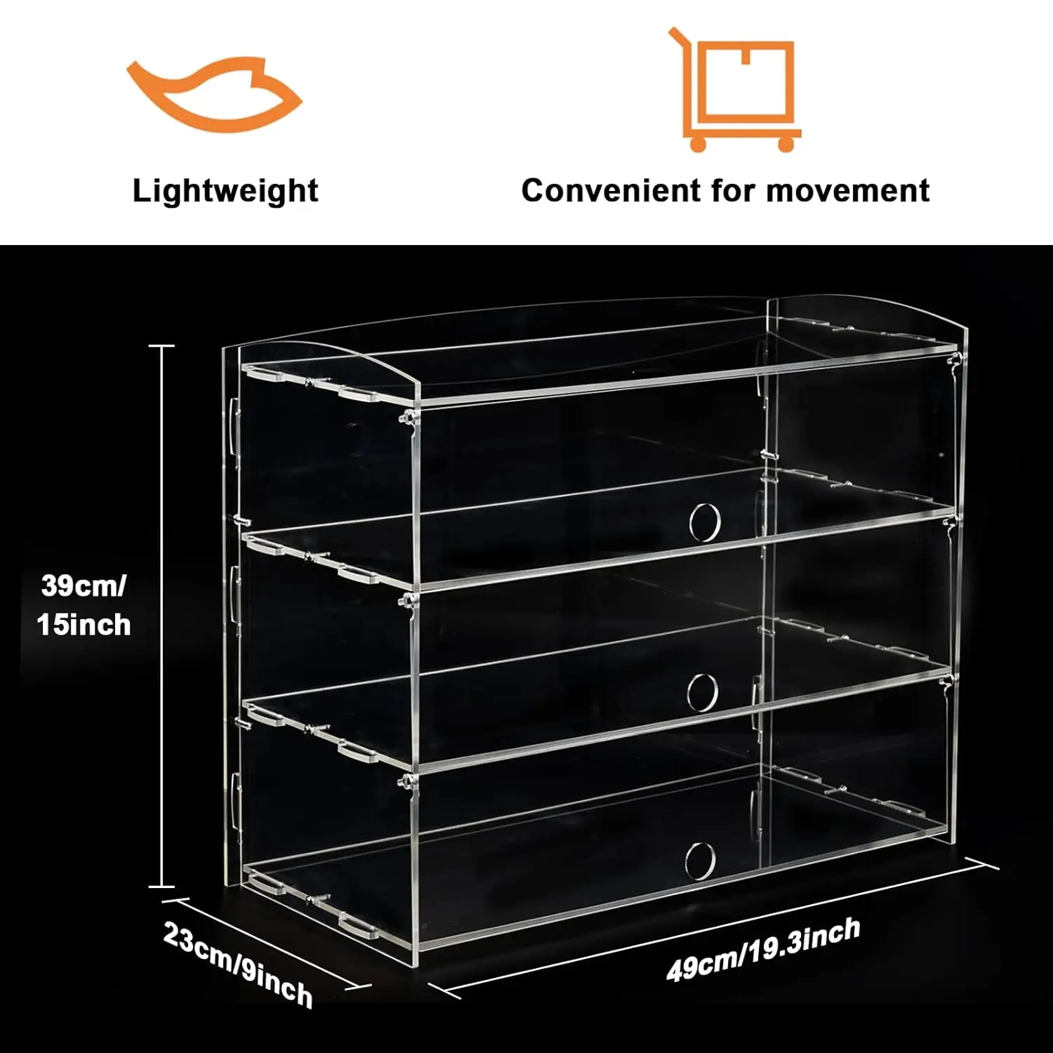 Acrylic Bakery Display Case 3 Tier Bread Box Counter Pastry Display Case Clear Cake Donut Cookie Cabinet for Retail Party
