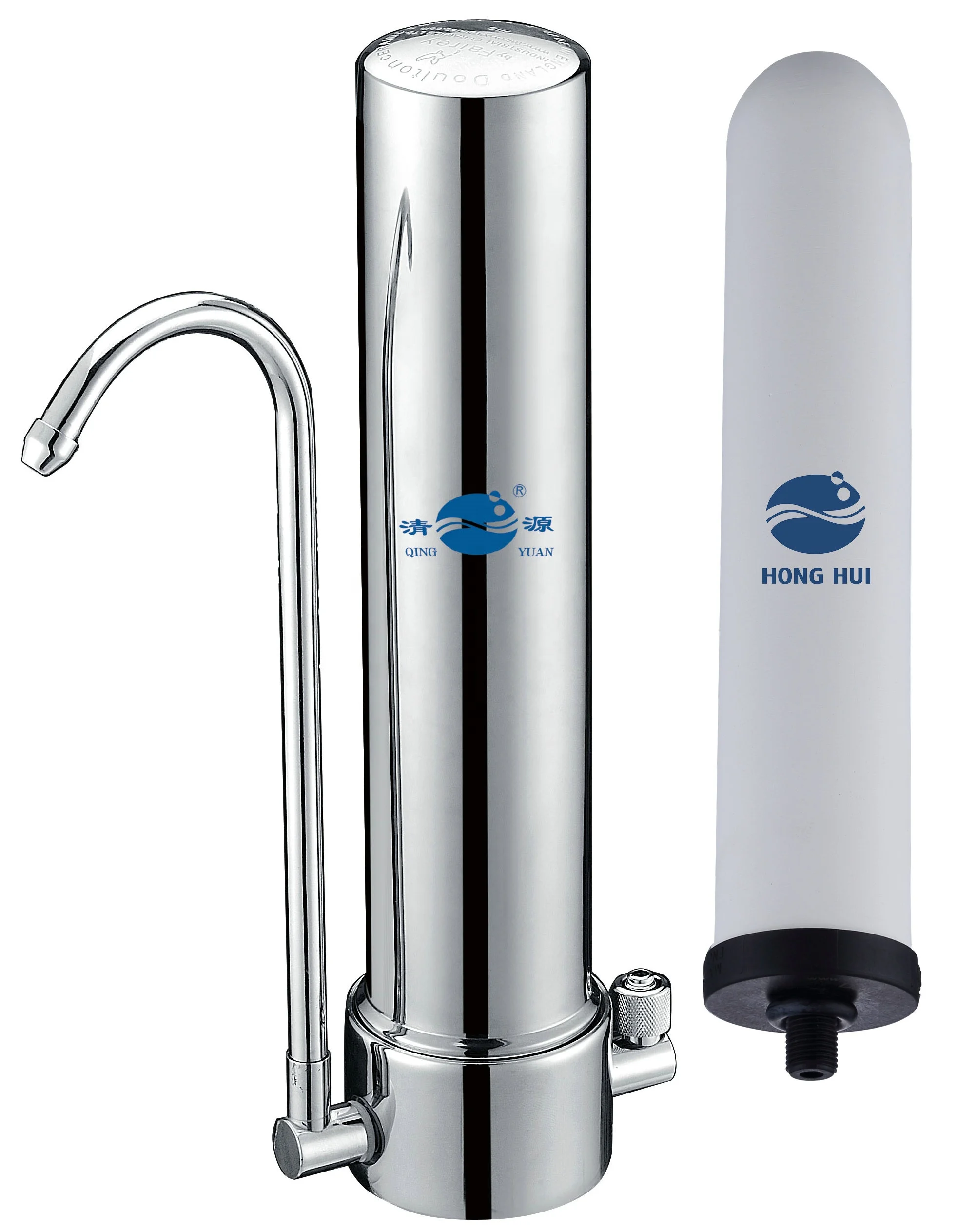 HONG HUI QY-10F Stainless Steel 304 Counter top Filter Housing Ceramic Carbon Rod Water Filter Housing