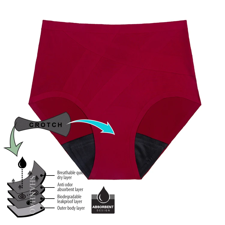 High Waist full protection absorbent incontinence underwear 4 layer leak proof menstrual period panties