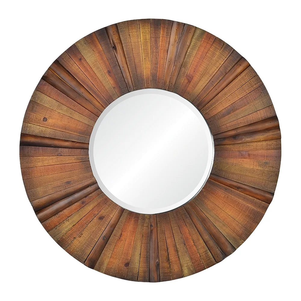 Smart Anti-fog Storage Wall Mounted Decorative Round Cabinet Mirror Solid Wood Frame Sliding Bathroom Mirror Cabinet