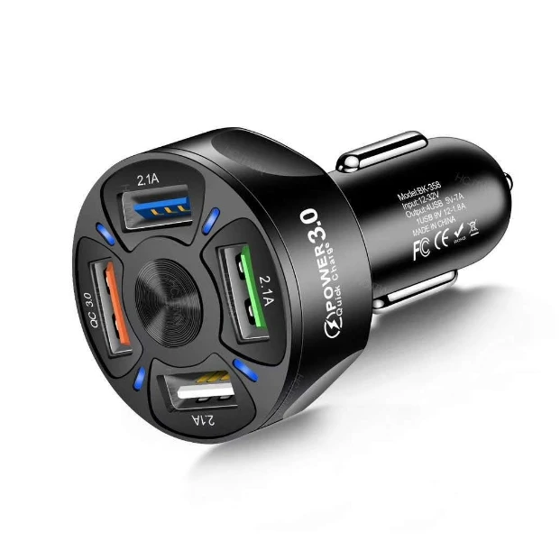 USB автомобильное зарядное устройство 4 порта быстрая зарядка для смарт-мобильного телефона QC 3 0 автомобилей