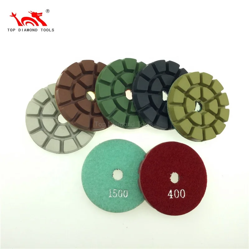 Diameter 3 inch or 4 inch Resin Diamond Polishing Pads For Wet Or Dry Polishing Concrete Terrazzo Stone Floor