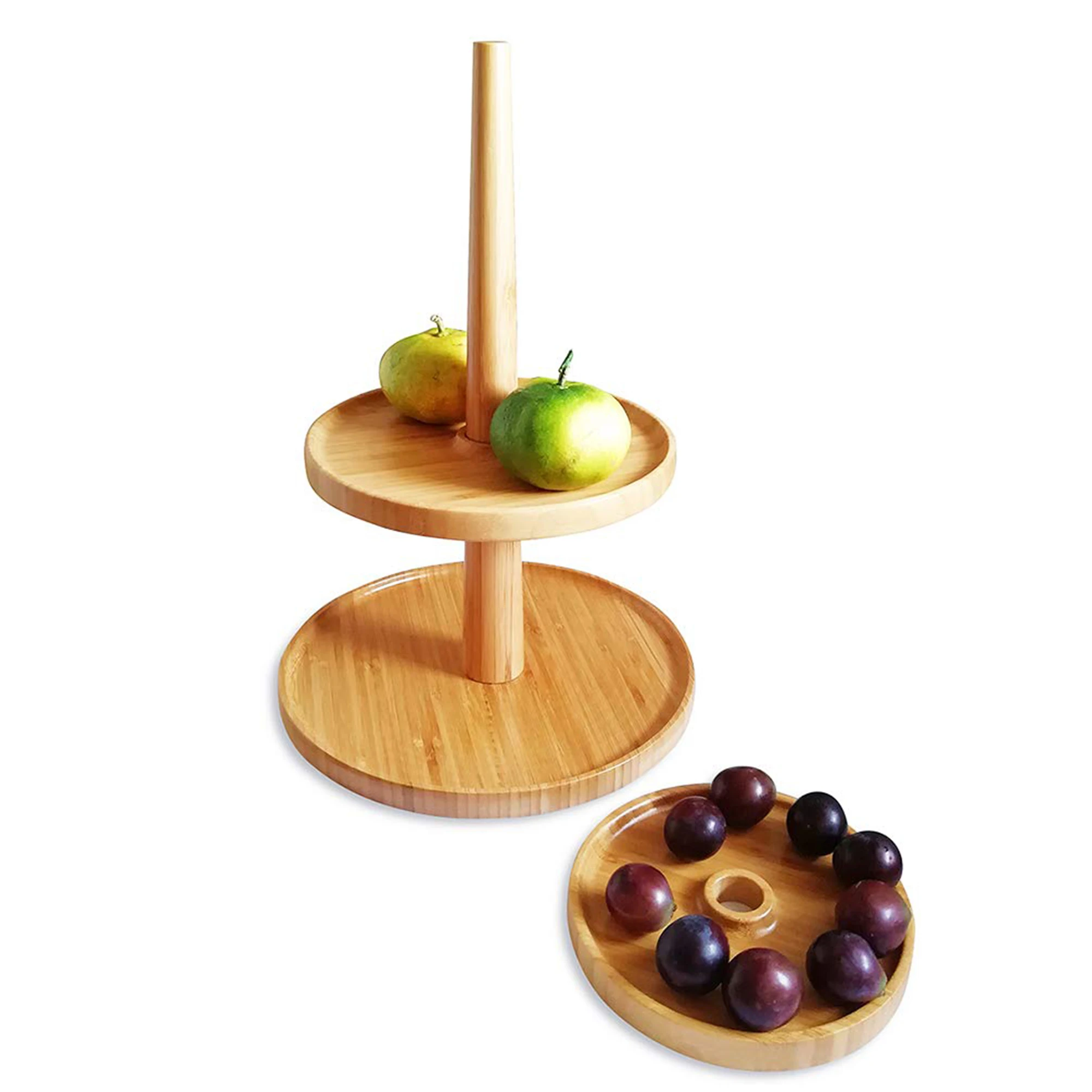 3 Tier Bamboo Cake Stands For Wedding Cakes and Wood Fruit Candy Cake Cookies Dessert Display Tray for Wedding Birthday Party