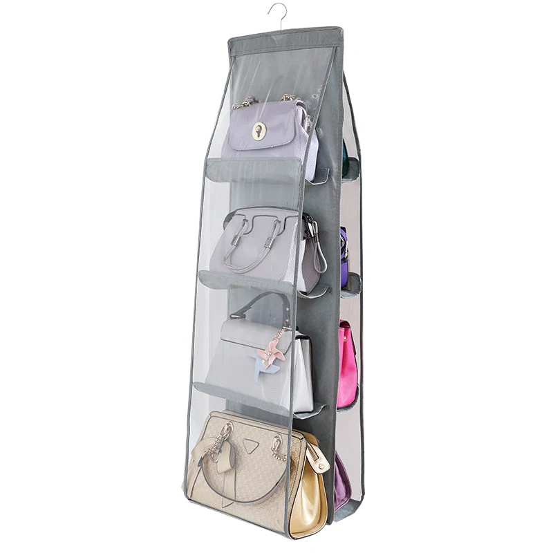 Amazon Top Seller 6/8 Pockets Space Saving Purse Organizers System Hanging Purse Bag Organizer for Tote