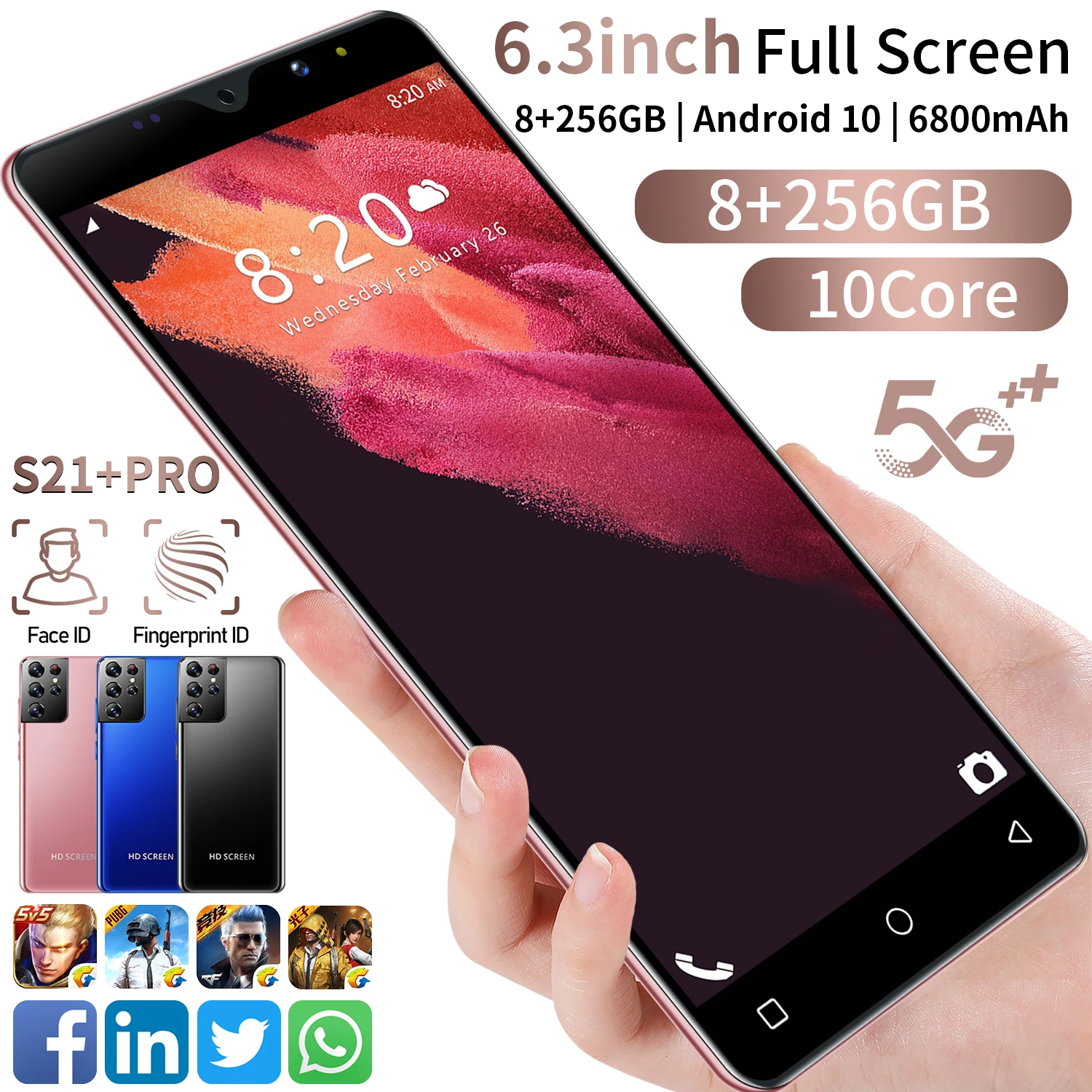New S21UItra 8GB+256GB Phone Global Version Smartphone Android Cellphones Original with dual sim card