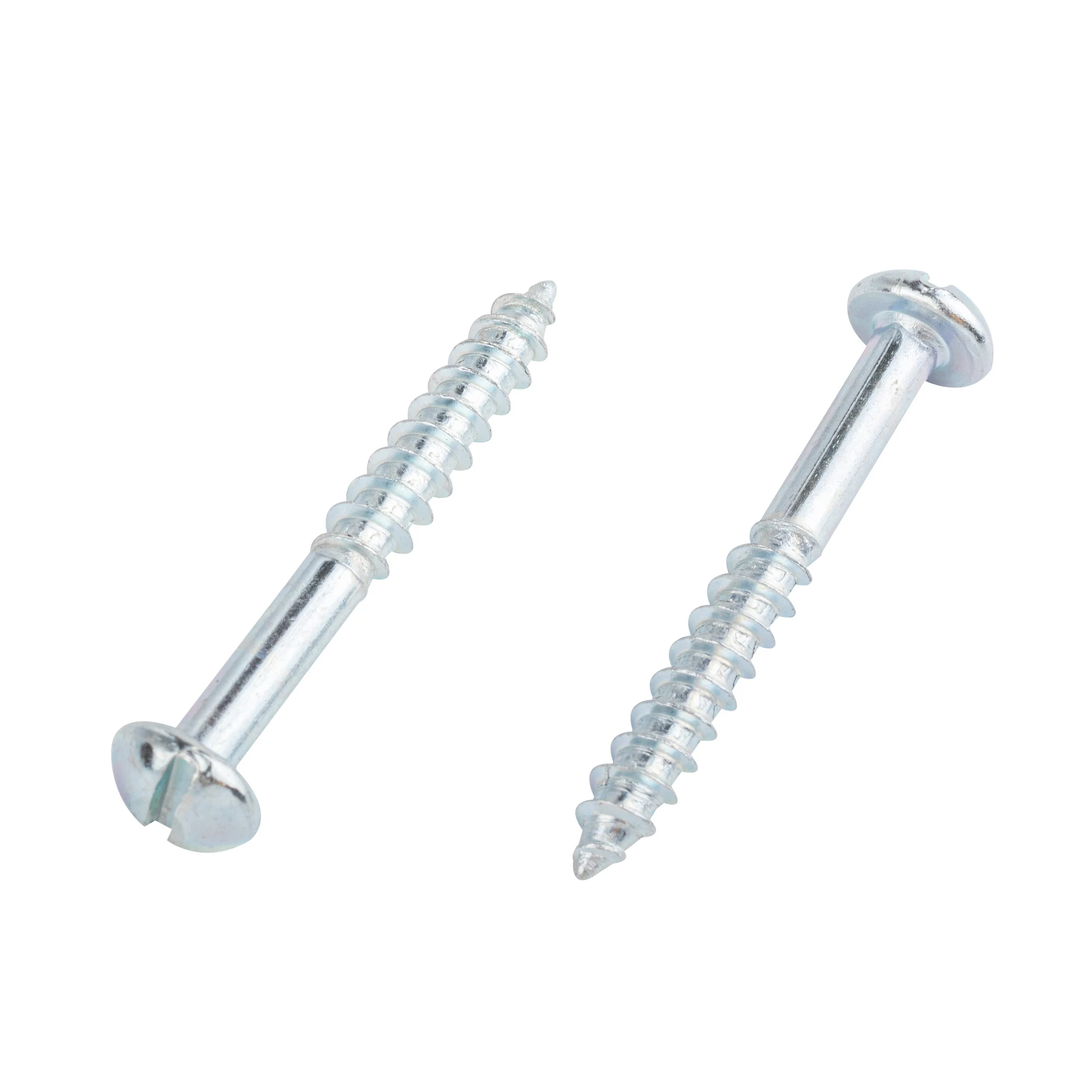 Round head slotted drive half thread zinc plated wood screws for wood structure using