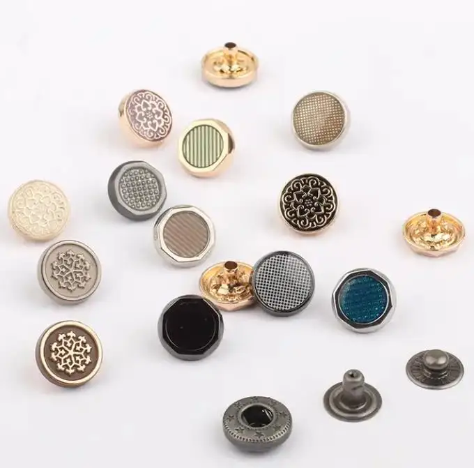 Factory Price Zinc Alloy Four Parts 12mm LOGO Custom Metal Press Snap Shank Button For Clothing