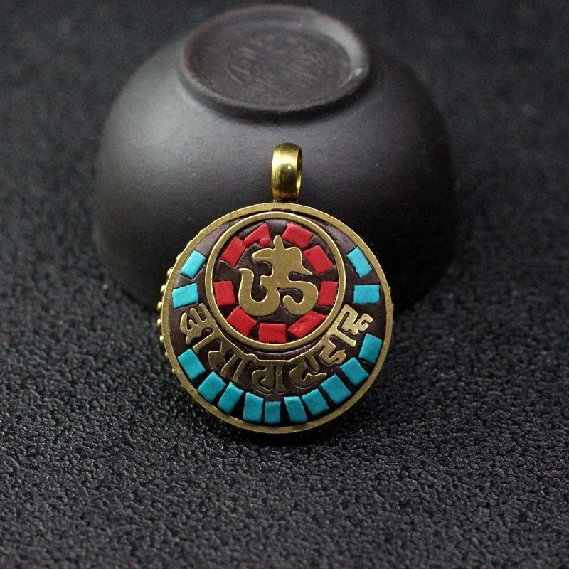 Moyamiya jewelry handmade Nepal style tibetan six mantras natural stone pendant for bracelet necklace visuteria buddhist