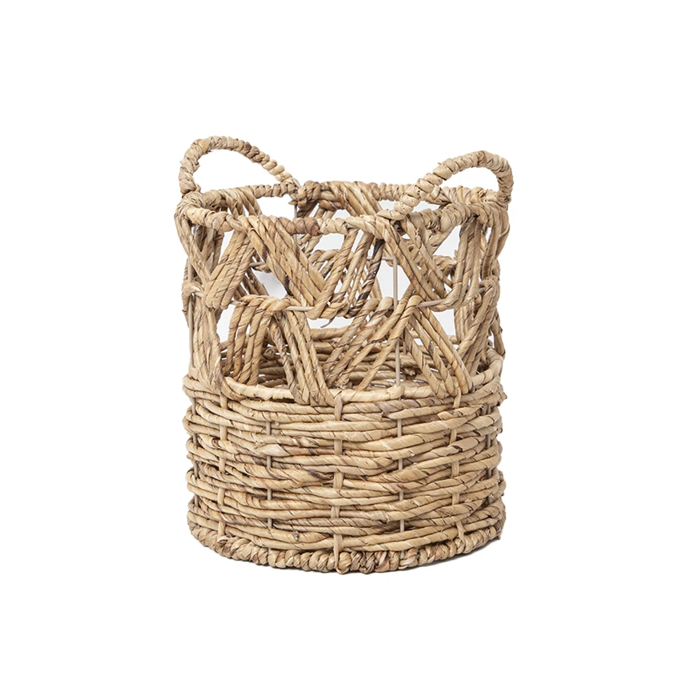 Hot-selling Water Hyacinth Paper Rope Hand-woven Storage Basket Household
