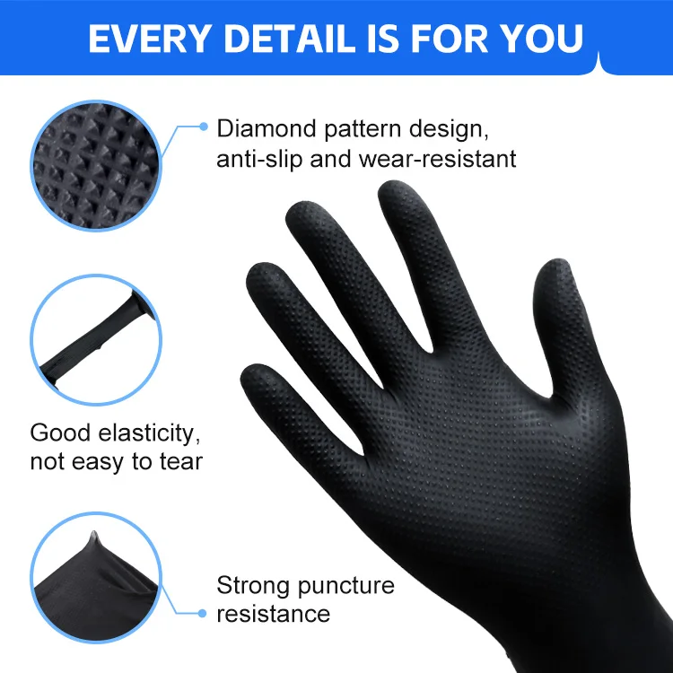 Black Nitrile Gloves Factory Wholesale Latex Powder Free Food Gloves 4.5 5.0g 7.0g Tattoo Disposal Nitrile  Gloves