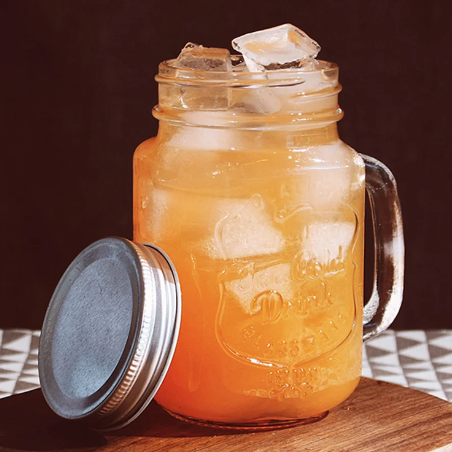 wholesale 16oz engrave glass mason jar with straw mason bottle with handle