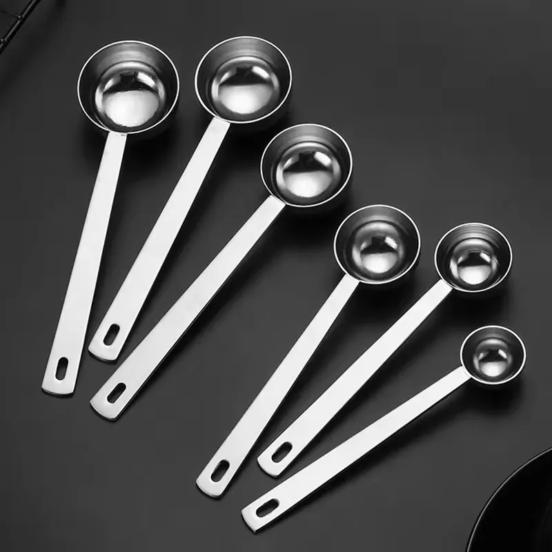 Kitchen Baking Tools Measuring Coffee Bean Spoon 5/10/15/20/25/30ml Stainless Steel Measuring Spoon