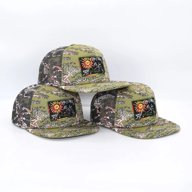 Camouflage flat tongue mesh cap custom camouflage cap outdoor hip-hop mesh cap
