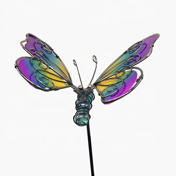 Stained Glass Butterfly Sticks Garden Ornament