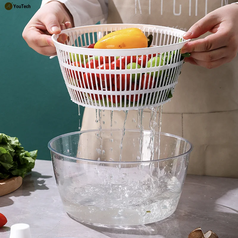 Household manual vegetable washing dehydrator kitchen fruit quick shake water drain basket
