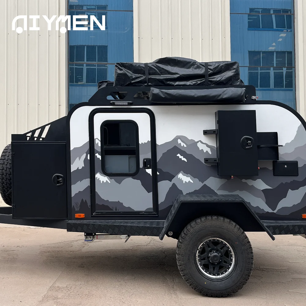 Luxury Mini Caravan Aluminium Material Outdoor Camping Fiberglass Offroad RV Travel Trailer with Independent Suspension