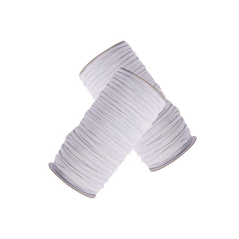 Wholesale 1/8 Inch Woven Fabric Ear loop Cord Braided 3mm Flat Elastic Band