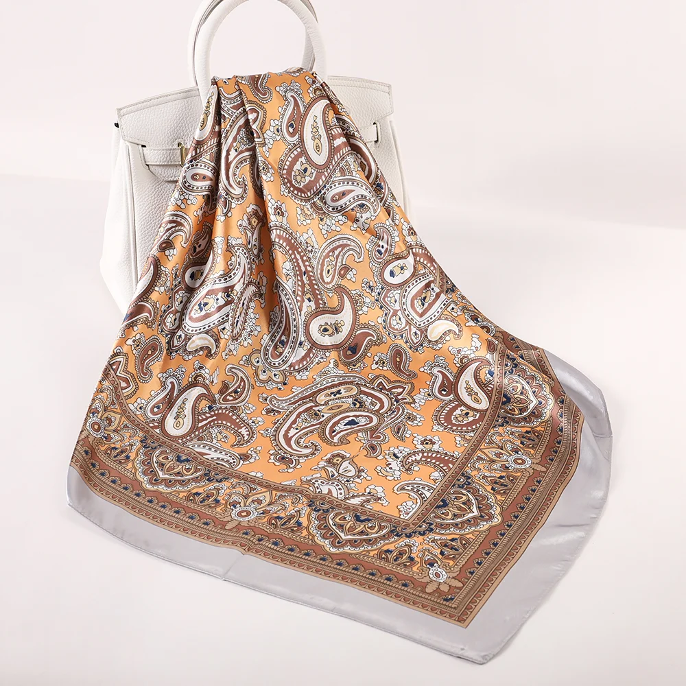 foulard en soie scarves square hijab seda scarfs Summer ladies designer silk satin wholesale stylish for women