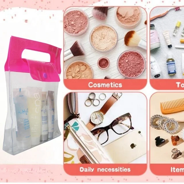 Gift Fashion customized waterproof travel PVC Vinyl Cosmetic Makeup Organiser Bag with Button