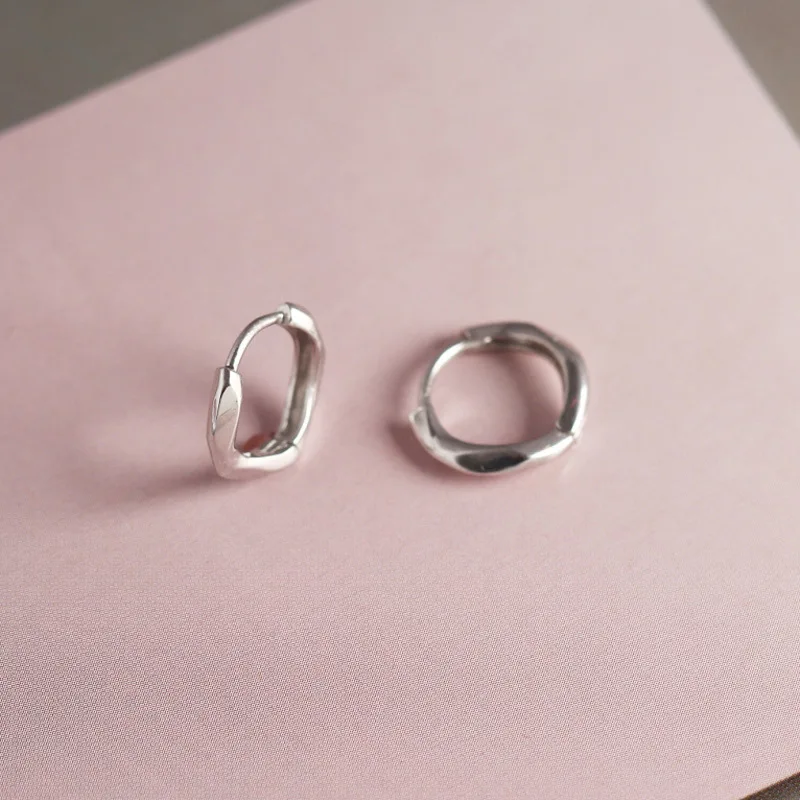 INS design jewelry Wholesale Sterling Silver Korea Style 925 Silver hoop huggie Earring Silver women Jewelry
