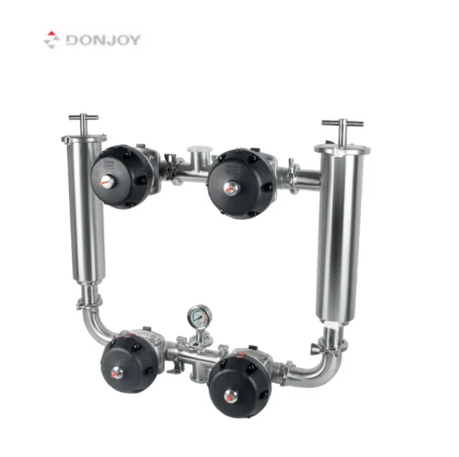 DONJOY stainless steel sanitary juice/milk double duplex filter sanitary filter housing water filter