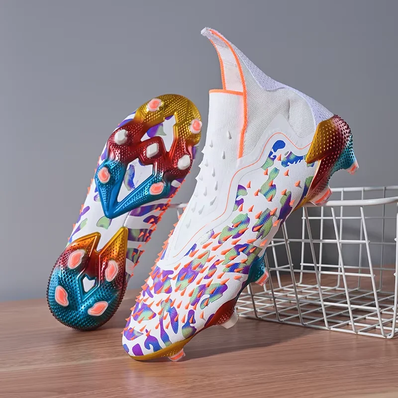 Design Soccer Shoes Zapatillas De Ftbol FG High Top Football Cleats Men Youth Student Sports Training Shoes Custom Soccer Boots