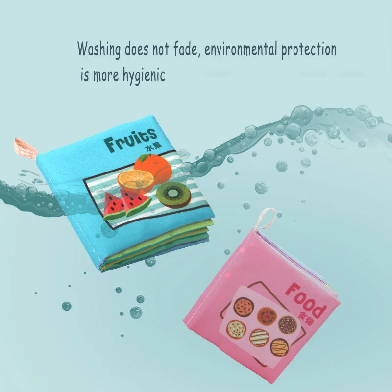 Wholesale baby cloth books 6pcs early education infant cartoon teething  fabric book kids can bite washable cognition book toys