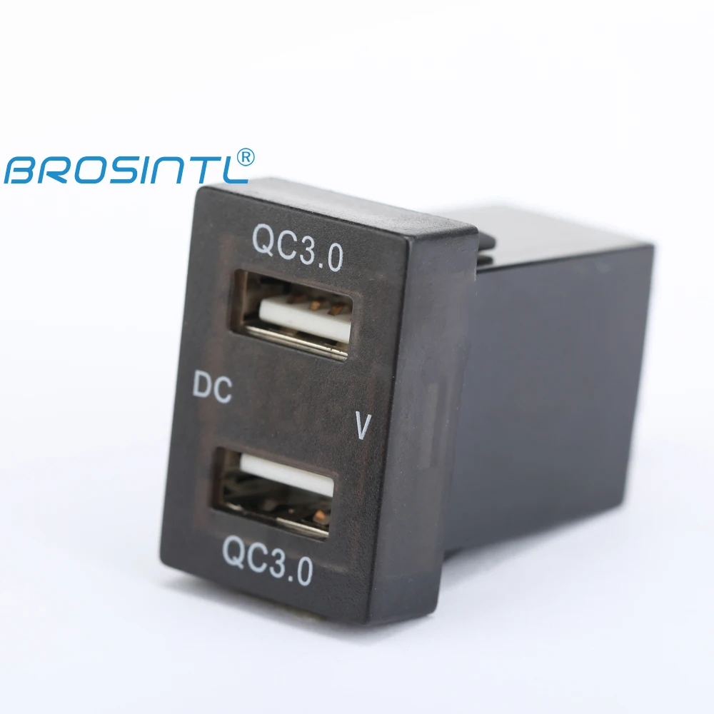 Зарядное устройство BROSINTL BC006KB с двумя портами QC 3,0, разъем USB для Toyota Camry с вольтметром