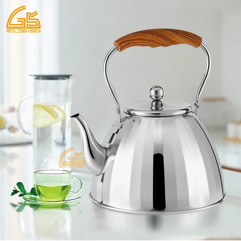 insulated hot water kettle stainless steel wooden handle bottle  gooseneck tea kettle for high-end