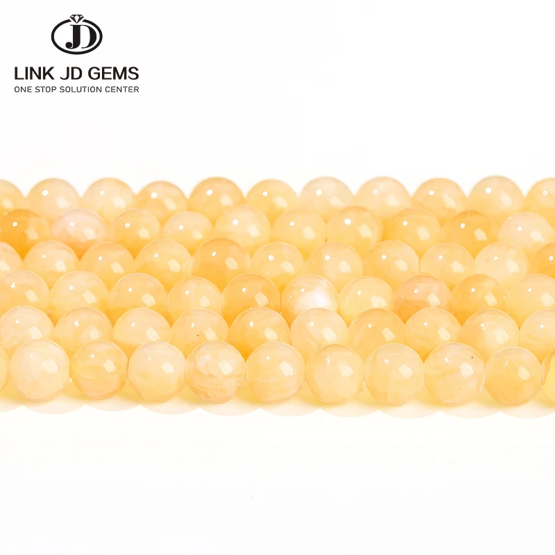 JD  4/6/8/10/12mm Natural Stone AAA Yellow Chalcedony Jades Spacer Round Beads for Jewelry Making DIY Bracelet Necklace