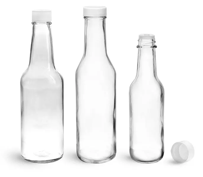 clear glass woozy bottle 250ml with white ribbed PE lined caps