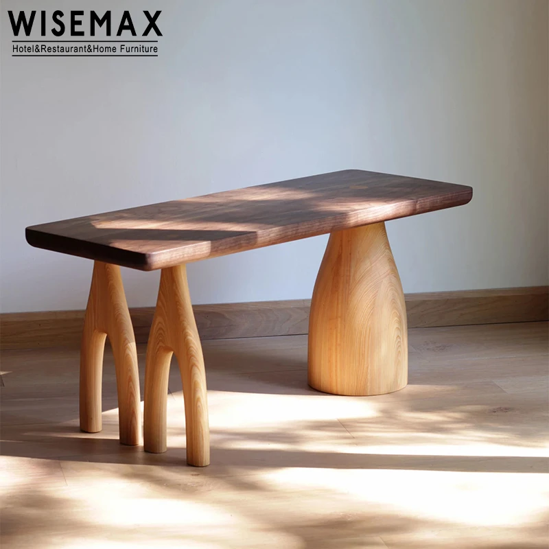 WISEMAX FURNITURE Wabi-sabi style restaurant furniture solid wood rectangle dining room table for home office