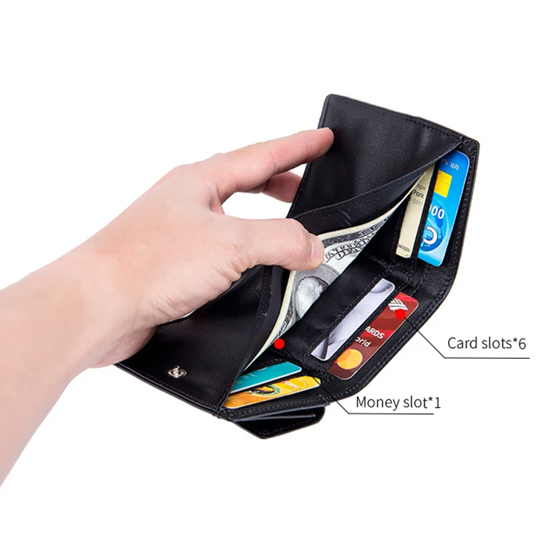 RFID Mini Pocket Coin Purse, Genuine Leather Luxury Coin Purse Casual Small Mini Leather Wallets Vintage Gents Mens