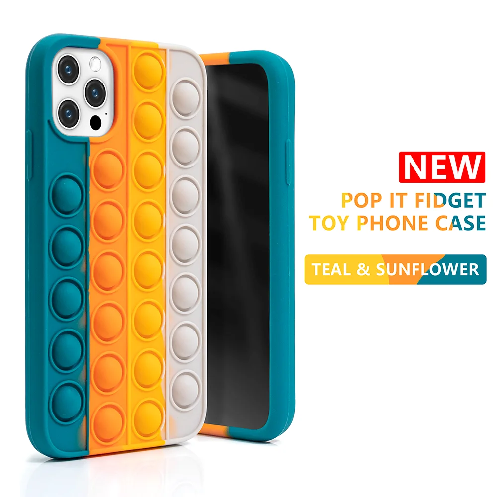  2021 Amazon Hot Sale Newest Stress Reliever Fidget Pop It Bubble Push Phone Case For Iphone 12 Pro