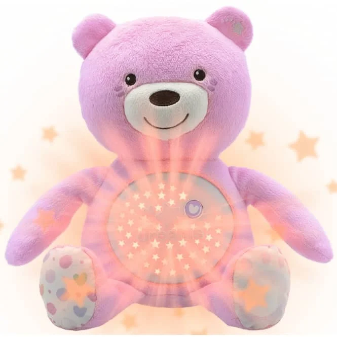 Electric Starry Sky Washable Baby Placate Teddy Bear Animals Comfort Plush Stuffed Toy with Projector Night Light 35CM