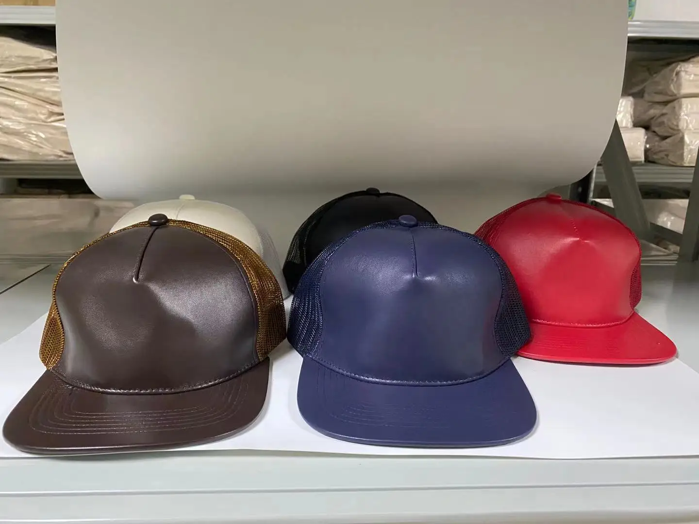 Wholesale Customized Design Your Own Black PU Leather Hip Hop Trucker Snapback Hats Cap