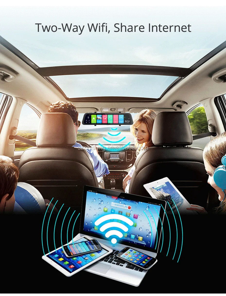 12 Inch Dual Lens Dash Cam 4G 1080P WIFI  GPS navigation car camera redorder dvr with ADAS