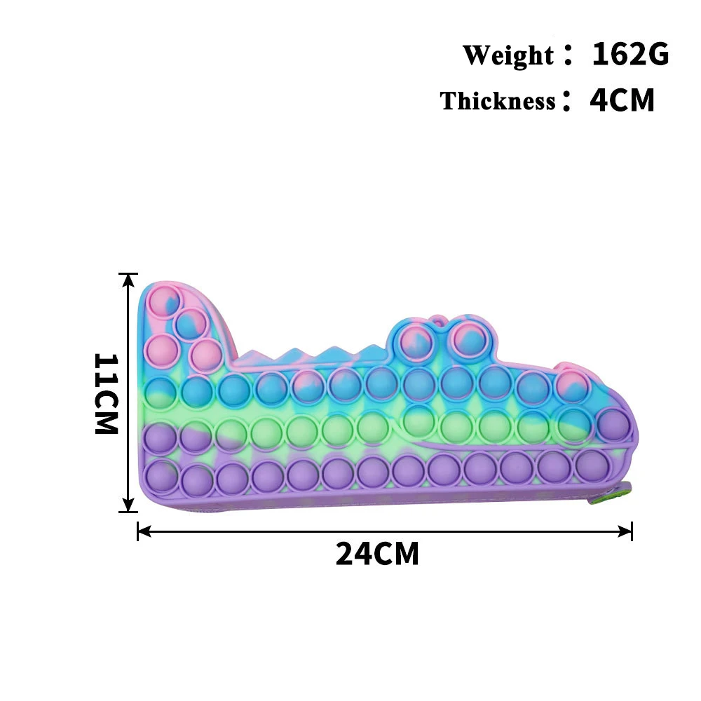 Kids Push Pop Bubble Popper Toy Pen Case Stationery Bag Silicone Fidget Crocodile Pencil Case funda lapiz Women Cosmetic Bags